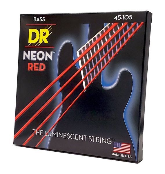 DR Strings NEON Red Bass - Medium (45-105) &mdash; Bass Guitar Strings 41185 photo