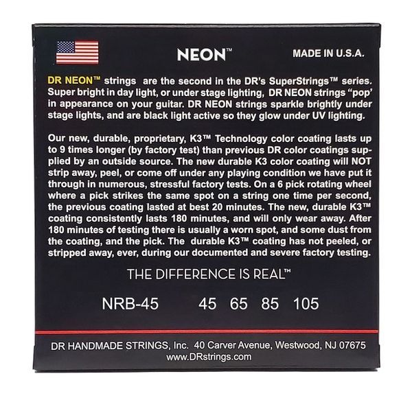 DR Strings NEON Red Bass - Medium (45-105) &mdash; Bass Guitar Strings 41185 photo