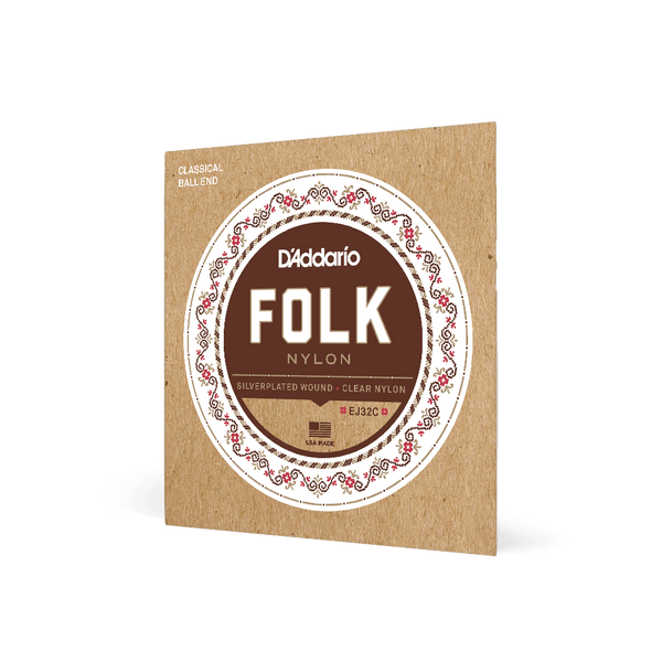 Струны для акустической/классической гитары D'ADDARIO EJ32C FOLK NYLON Ball End Silver Wound / Clear Treble 32831 фото
