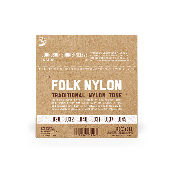 Струны для акустической/классической гитары D'ADDARIO EJ32C FOLK NYLON Ball End Silver Wound / Clear Treble 32831 фото
