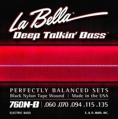 Струни для 5-струнної бас-гітари La Bella Deep Talkin Bass Black Nylon Tape 760N-B, 60-135 121451 фото