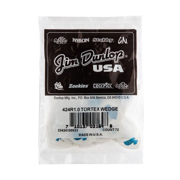 Медіатор Dunlop 424R1.0 Tortex Wedge 1.0 mm (72 шт.) 120800 фото