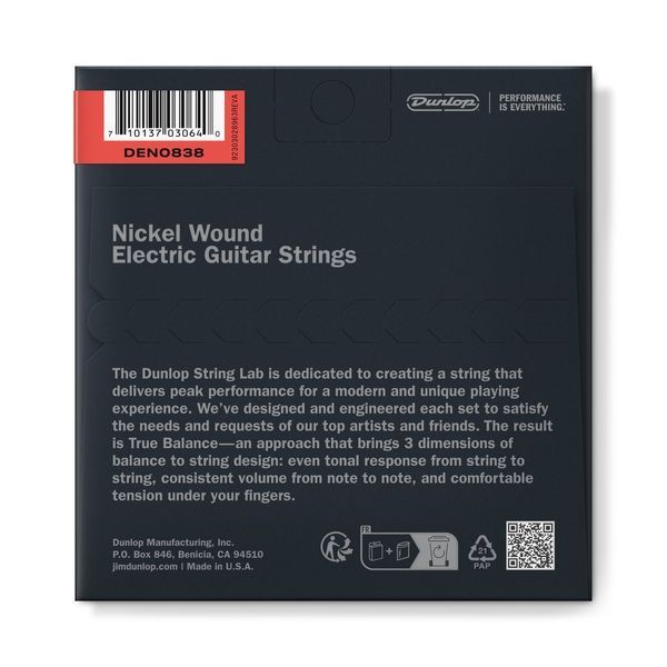 DUNLOP DEN0838 NICKEL WOUND ELECTRIC GUITAR STRINGS (08-38) 20563 фото