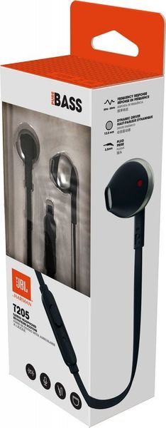 JBL Tune 205 &mdash; дротові навушники-вкладиші, чорний JBLT205BLK фото