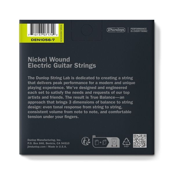 DUNLOP DEN1056 NICKEL WOUND ELECTRIC GUITAR STRINGS 10-56 | 7-STRING 32124 фото