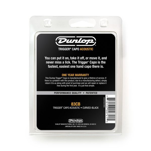 Каподастр для акустичної гітари Dunlop 83CB Black Acoustic Trigger Curved Capo 113738 фото