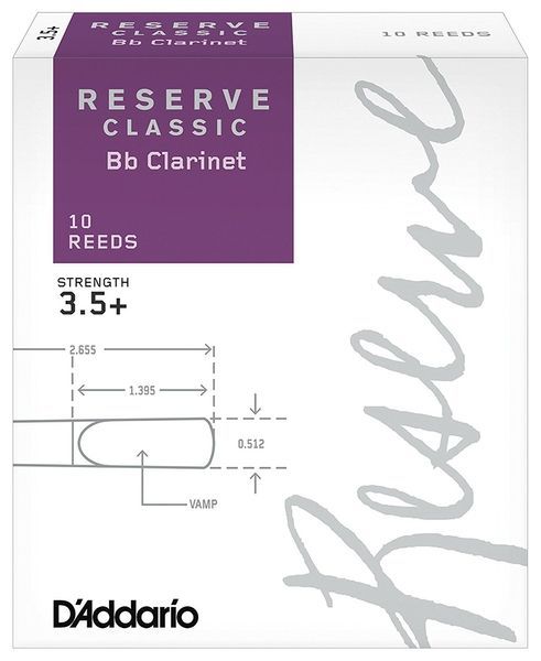 Трости для кларнета Bb D'Addario Reserve Classic №3,5+ (10 шт) 35572 фото