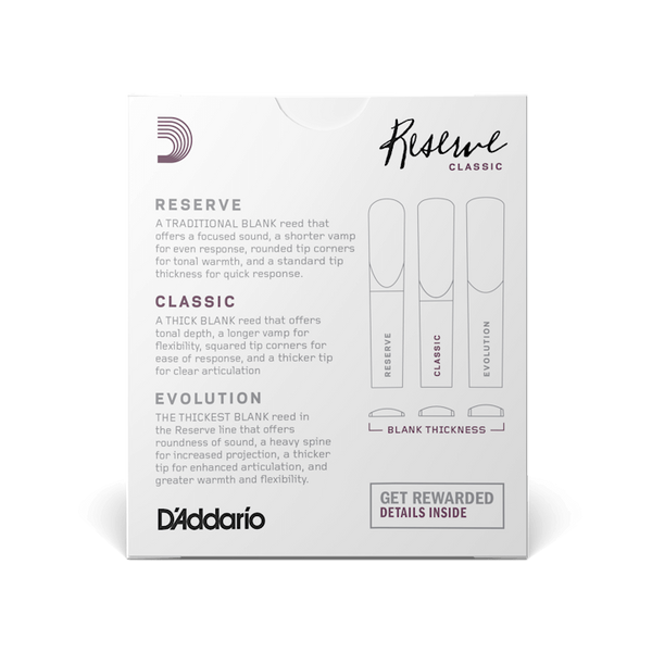 Трости для кларнета Bb D'Addario Reserve Classic №3,5+ (10 шт) 35572 фото