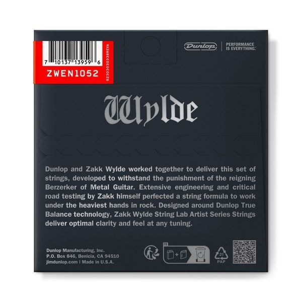 Струны для электрогитары Dunlop ZWEN1052 Zakk Wylde Nickel Wound 128375 фото