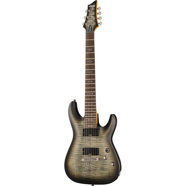 Schecter 70th Anniversary Demon-7 ASB (Aged Satin Black) — front view